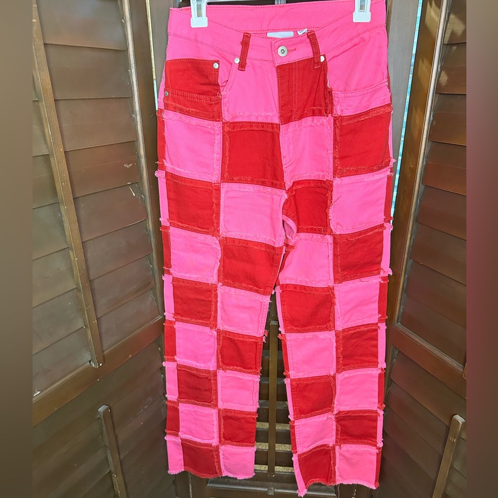 The Ragged Priest Muse Denim Jeans Pink & Red